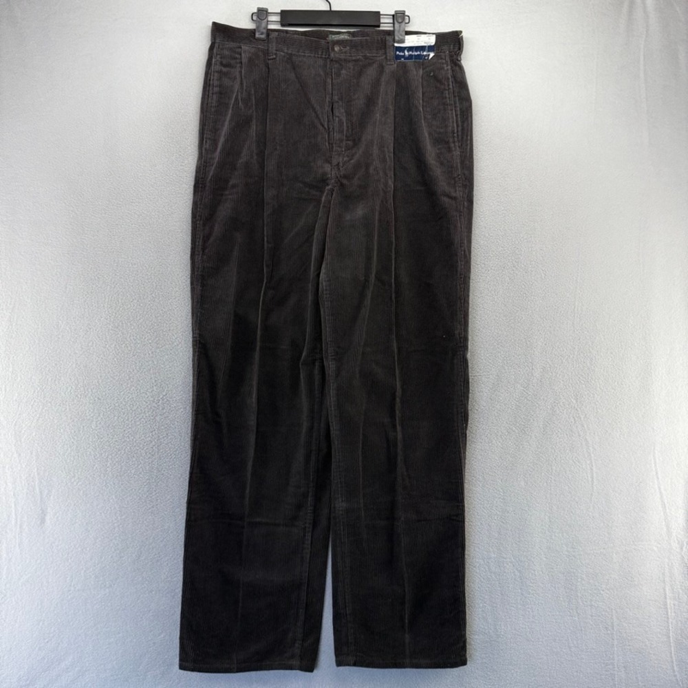 Vintage Polo Country Pants Mens 38x34 Brown Corduroy Ralph Pleated Deadstock USA